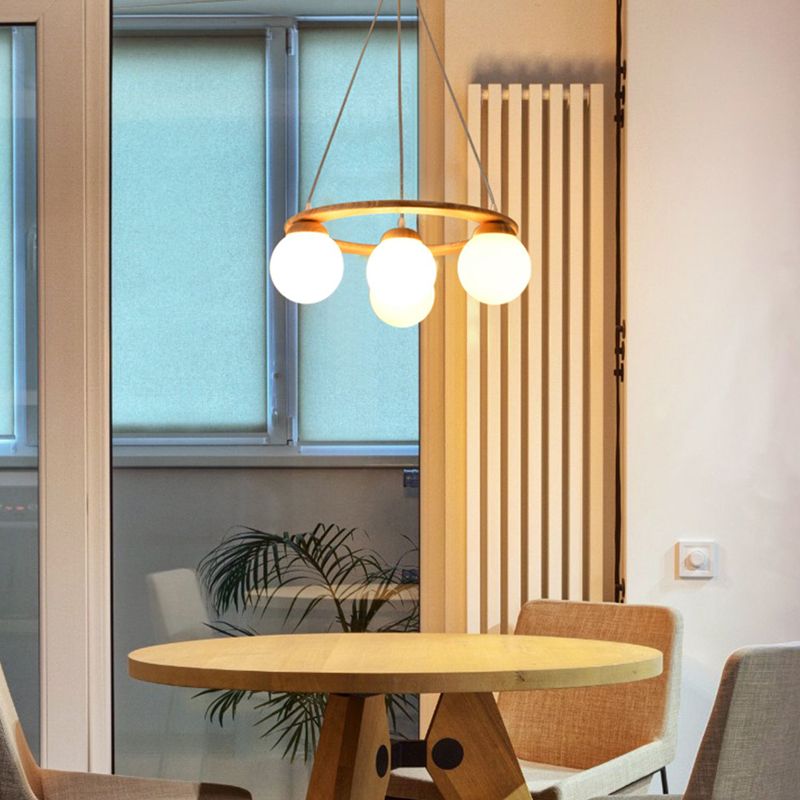 Modern Glass Chandelier Light Fixtures Cafe Restaurant Hanging Chandelier with Wood