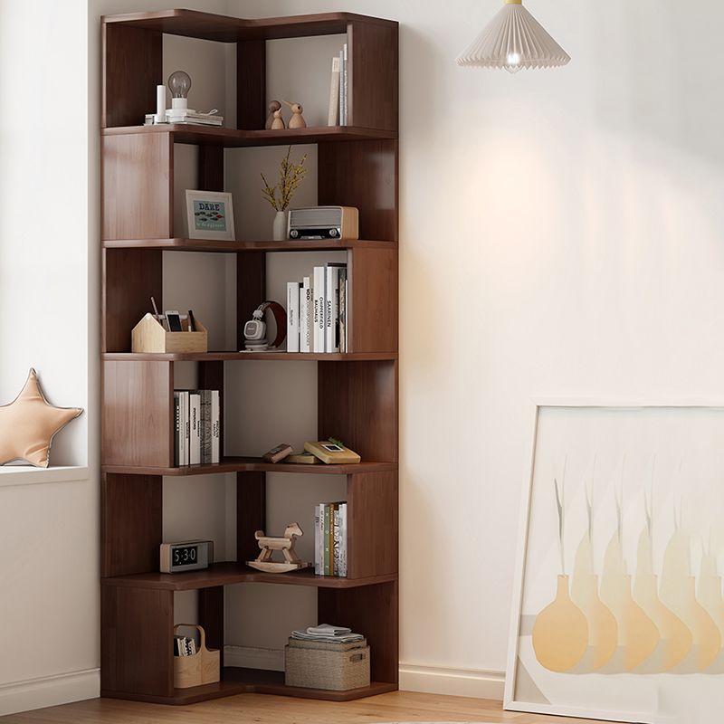 Contemporary Style Open Back Bookshelf Engineered Wood Bookcase with Shelves