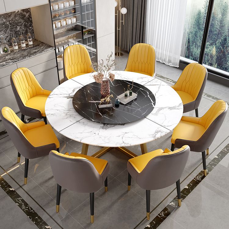 Scandinavian Style Metal Dining Chair Dining Room Upholstered Parsons Armless Chair