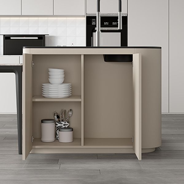 Stationary Kitchen Island Granite Top Kitchen Island Table with 2 Drawers