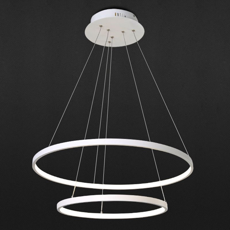 Accoglienza a sospensione ad anello bianco Fladeler a led in metallo in stile semplice per soggiorno