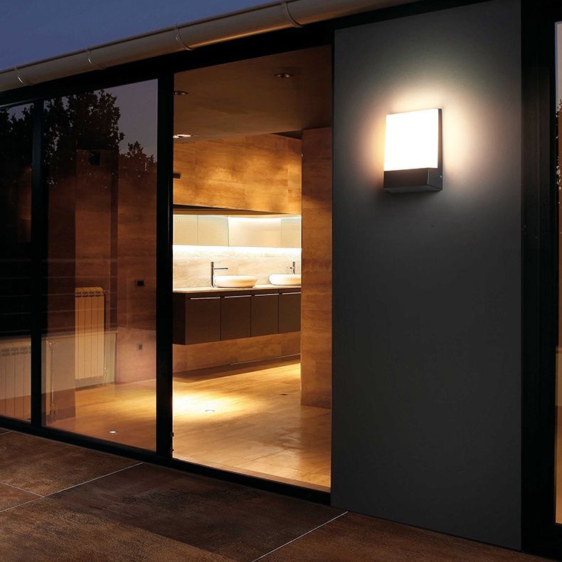 7,8 inch Hoogte rechthoekige acryl wandlamp Moderne eenvoud Outdoor Waterdichte sensor wandlicht in zwart