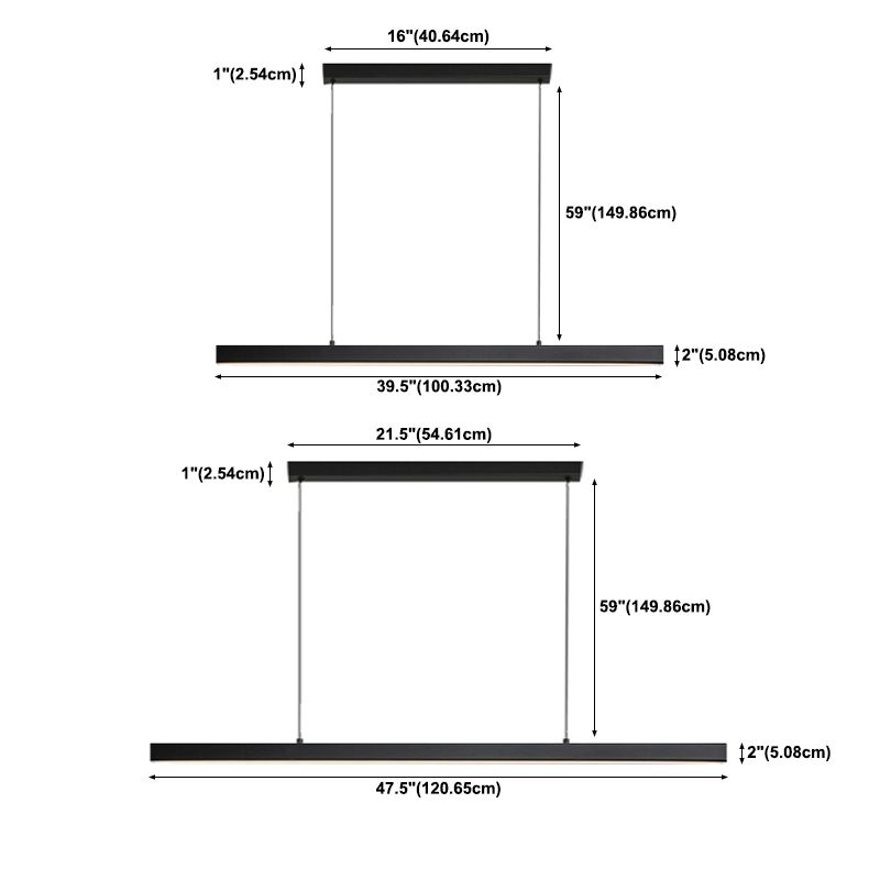 Metal 1-Light Contemporary Pendant Lights Linear Pendant Light Fixture with Acrylic Shade