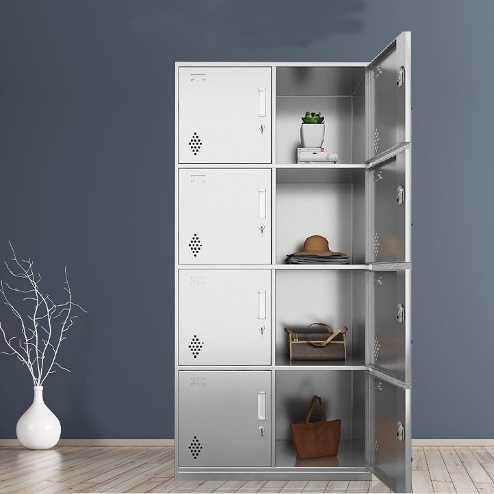 Chrome Metal Storage Cabinet Contemporary Cabinet with Hinged Doors
