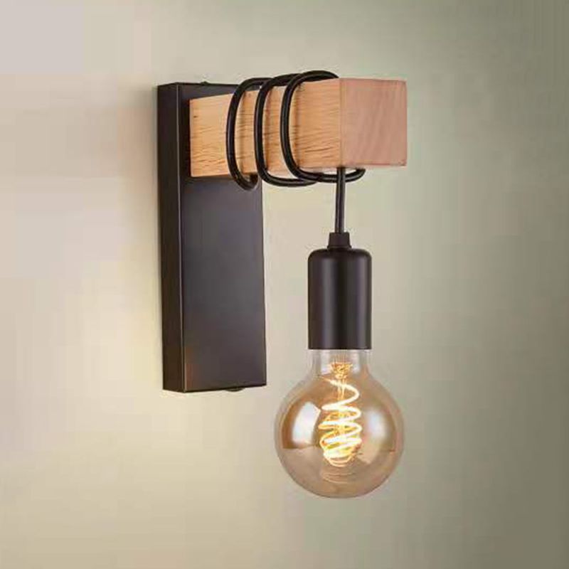 Simple Shape Wall Light Sconces Wood 1 Light Wall Lighting Fixtures for Bedroom