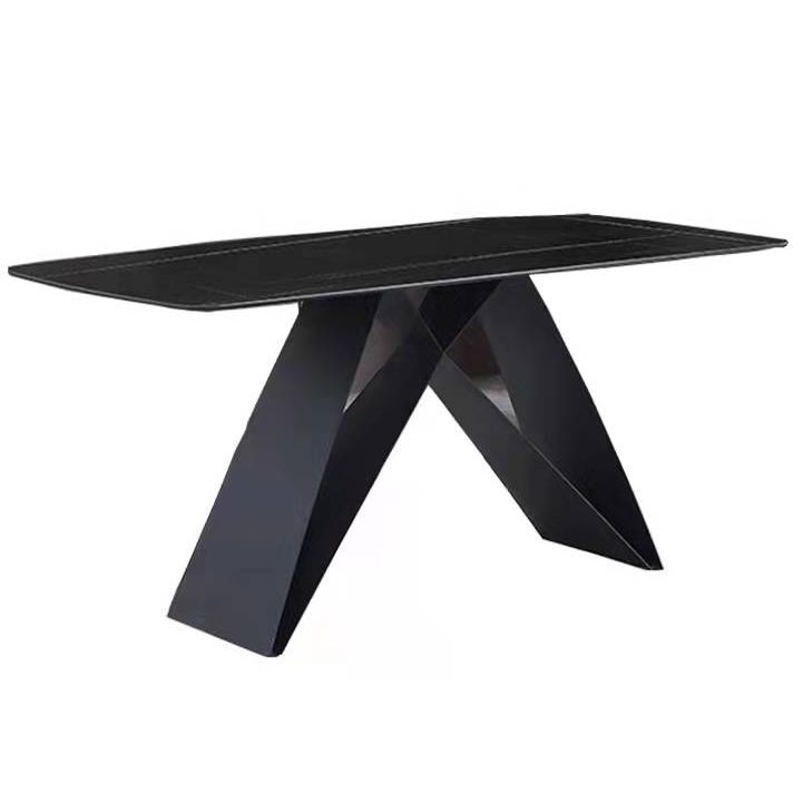 Contemporary Rectangle Dining Table Double Pedestal Furniture for Dining Room