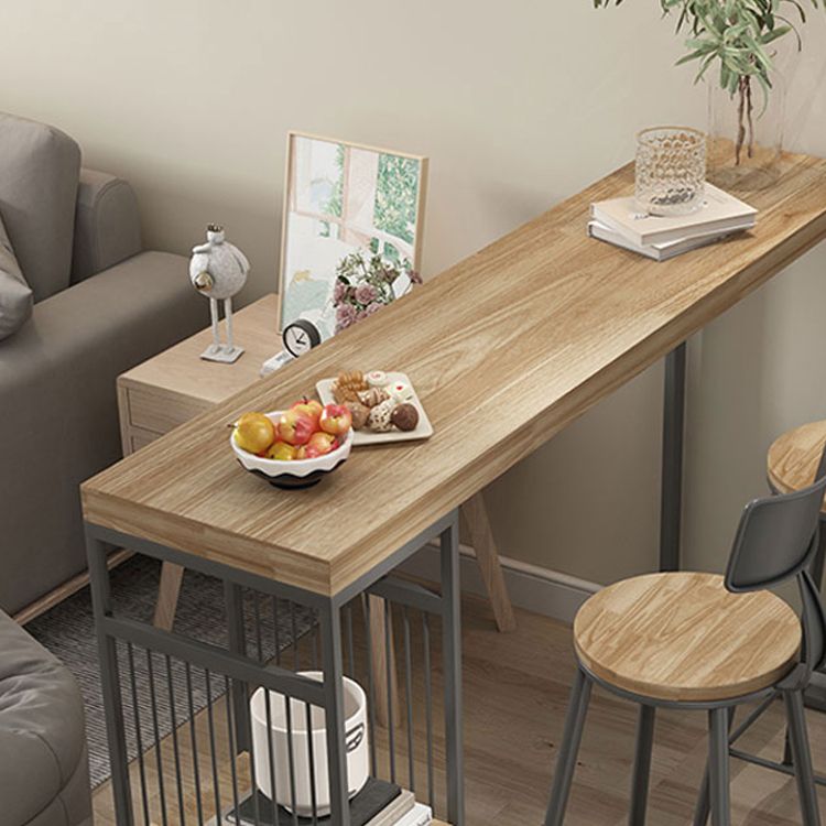 Salon Countre de bois en bois Rectangle stockage table de pub de hauteur de bar naturel du bar naturel