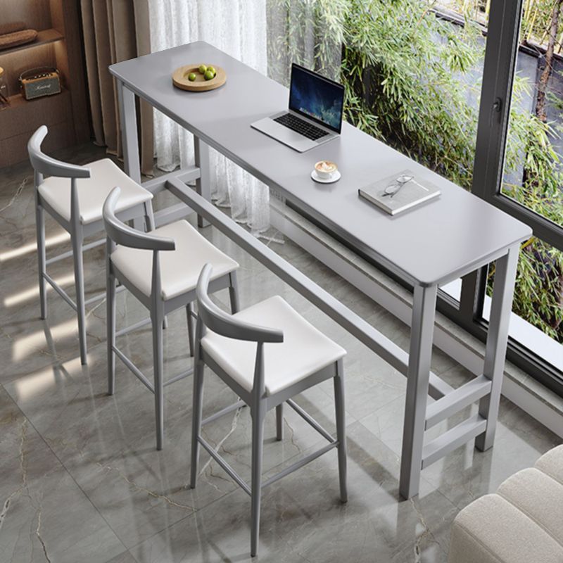 Modern Indoor Bar Stool Table Rectangle Wood Bar Dining Table