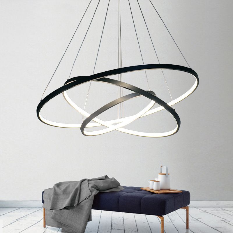 Round Hanging Light Kit Modern Style Metal 3 Lights Hanging Ceiling Lights