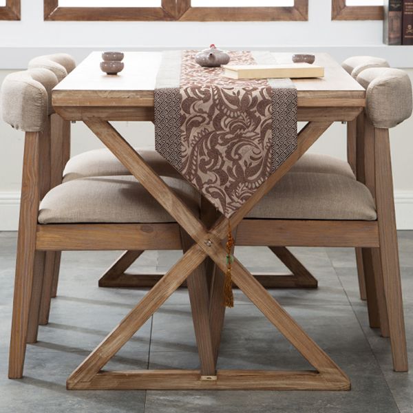 Silla lateral casera de estilo campestre, silla tapizada de madera con respaldo abierto para comedor