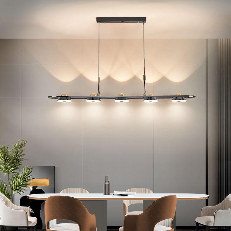 Black and Gold Hanging Light Modern Island Light Fixture with Metal for Dining Room