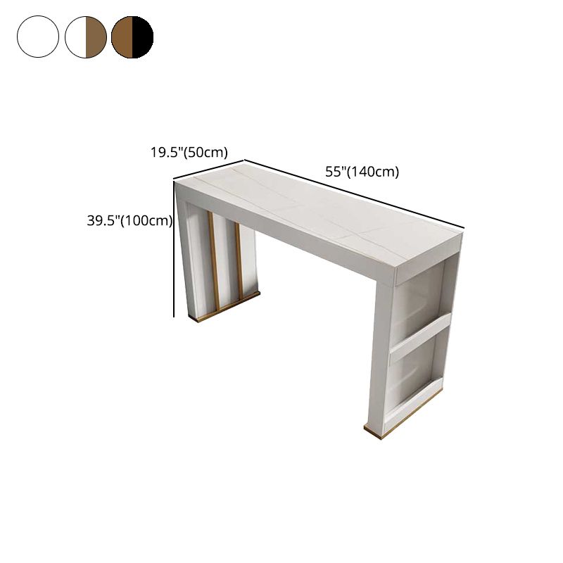 Stone Bar Dining Table Modern Bar Table with Double Pedestal for Dining Room