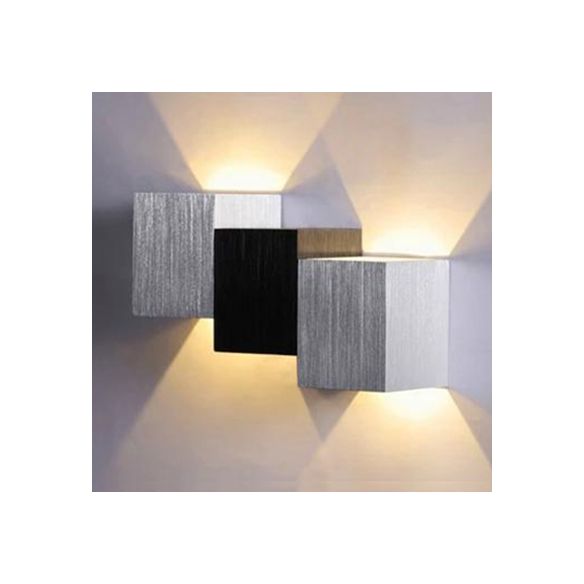 Disconce da parete cubica Stile moderno in alluminio LED Grey Wall Washer Lampada in illuminazione calda/bianca per portico