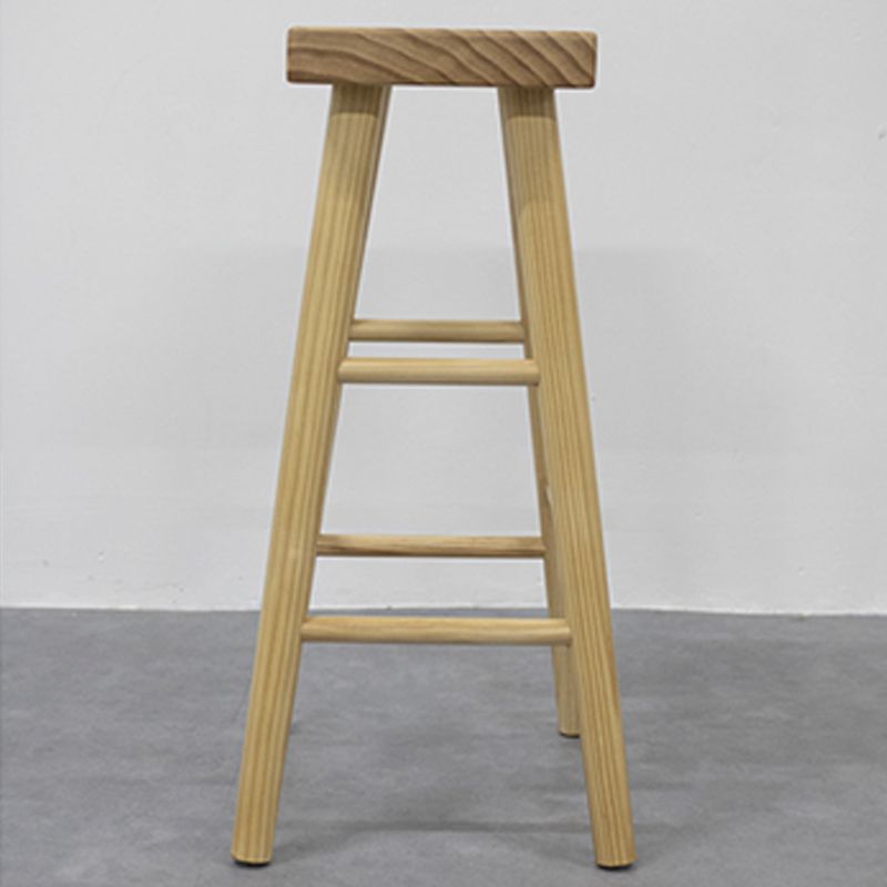 Indoor Rectangle Backless Bar Stool Pine Solid Wood Bar Stool in Natural