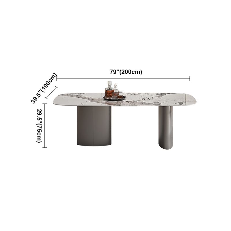 Metal Modern Rectangle Indoor Table Sintered Stone Dining Table for Kitchen and Dining Room