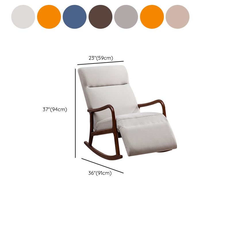 Wood Base Rocking Chair Leisure Upholstered Lazy Sofa Chair for Living Room