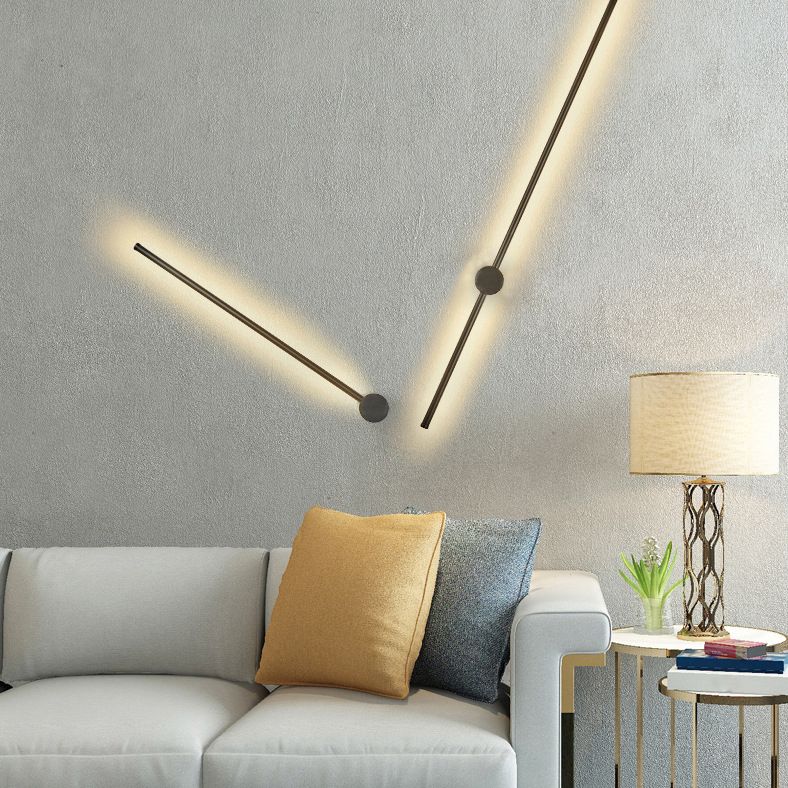 Aluminium LED Linear Wall Sconce in Modern Concise Style Wrought Iron Indoor Wall Light with Silicone Shade