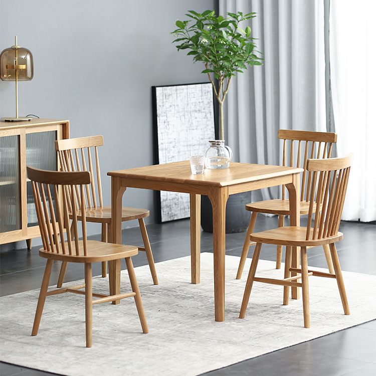 Square Wood Color Dining Table Oak Solid Wood Table Industrial with 4 Legs