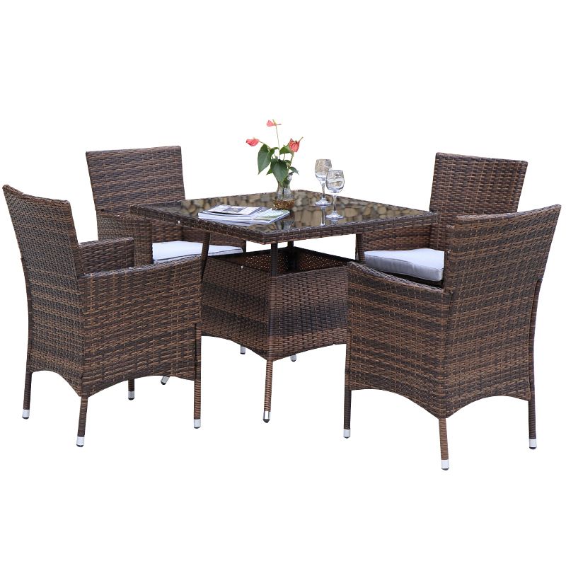 Industrial Rattan Bistro Table Outdoor Metal Frame Patio Table