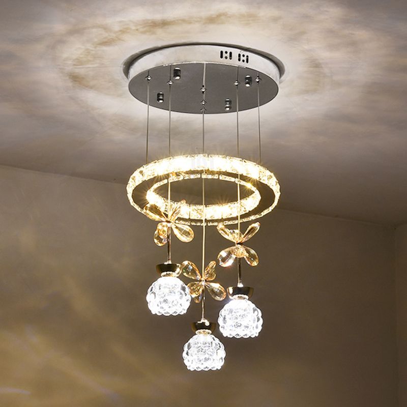 Ultra-modern Simplicity Round Hanging Ceiling Light Crystal Suspension Pendant Light for Restaurant