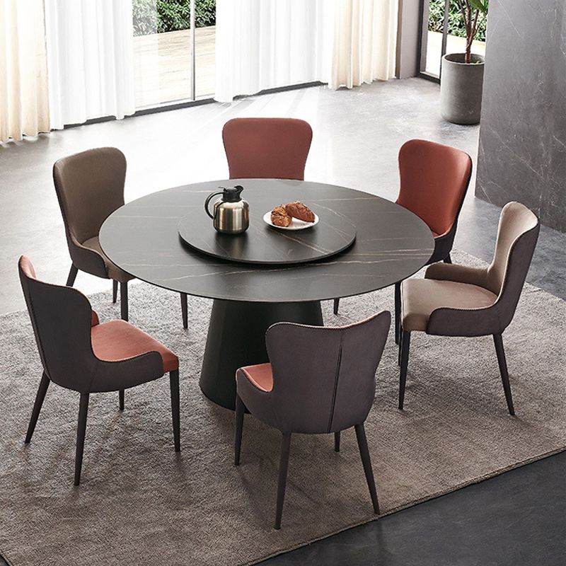 Round Sintered Stone Dining Table Modern Furniture with Pedestal Base for Home