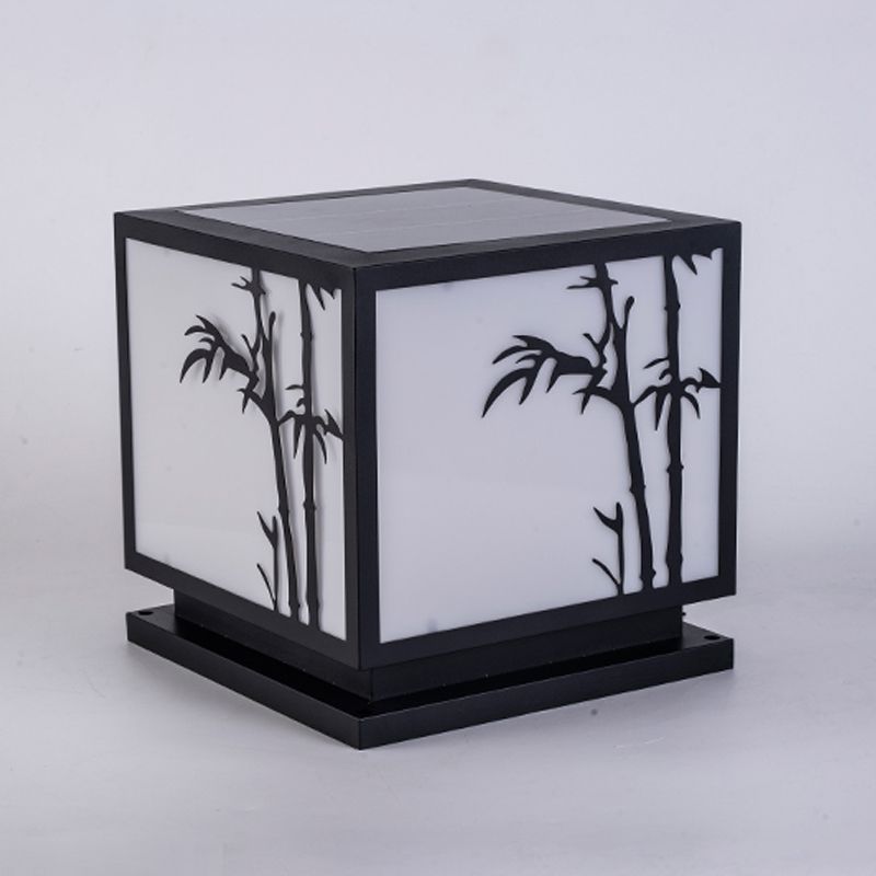 Contemporary Metallic Pillar Light Creative LED Solar Lighting Fixture for Garden