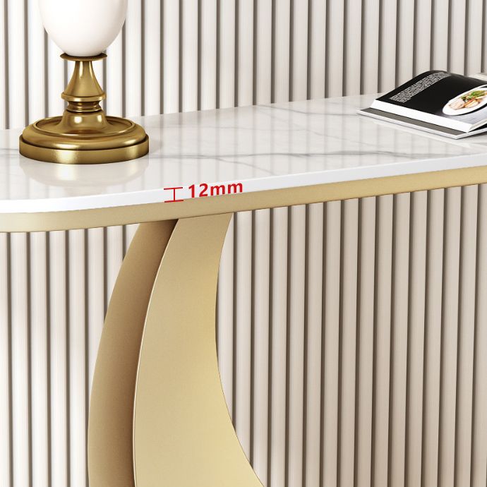 Stone Half Moon Accent Table 1-shelf 11.81" Wide Console Table for Hall