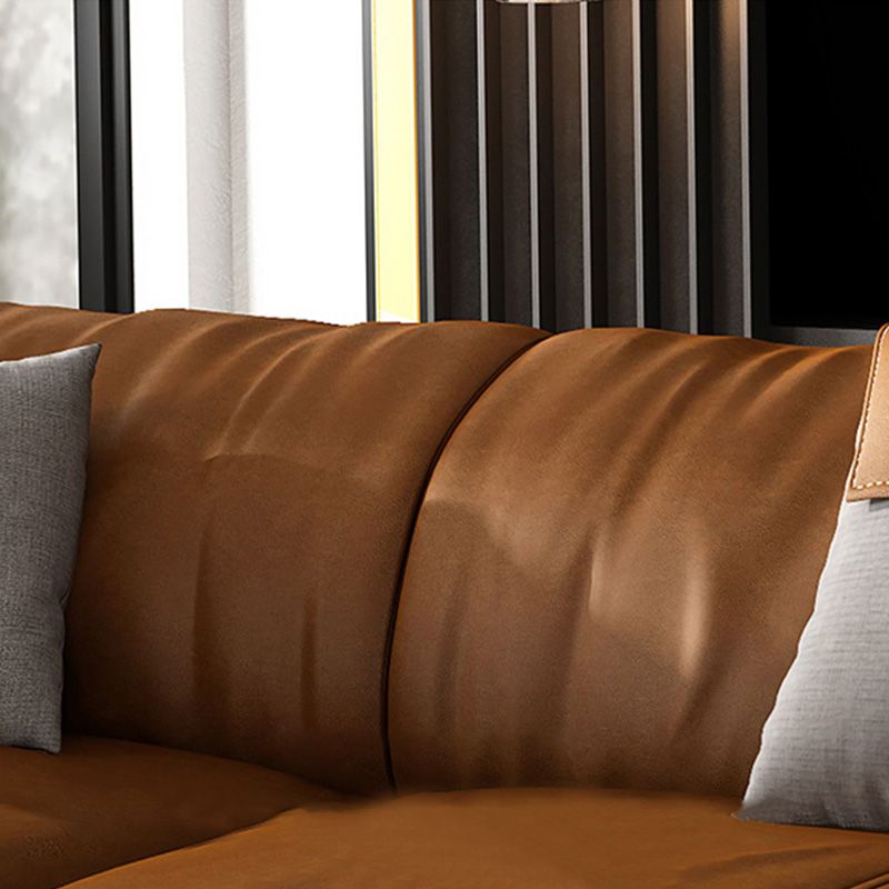 Brown Leather/Faux Leather Sectional  Pillow Top Arm for Living Room