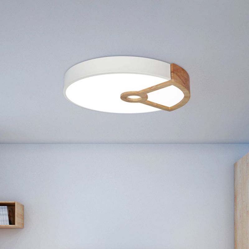 Splicing Round Acrylic Flush Light Macaron White/Pink/Blue-Wood LED Ceiling Mounted Fixture for Bedroom