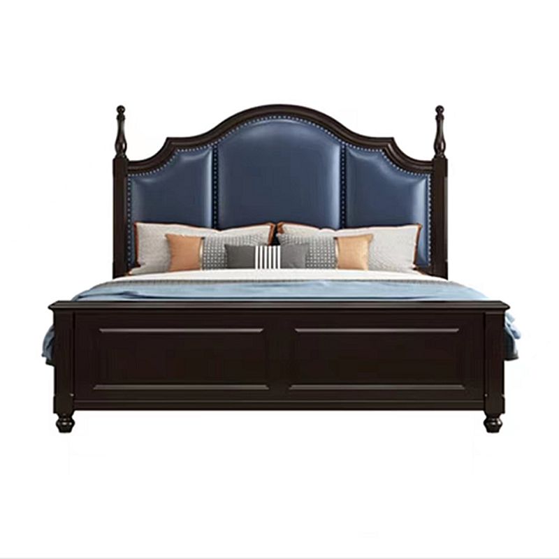 Victorian Style Solid Wood Bed 55.1" H Camelback Headboard Bed Frame with Mattress