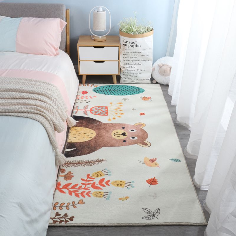 Red Modern Indoor Rug Blending Mushroom Area Rug Washable Rug for Home Decor