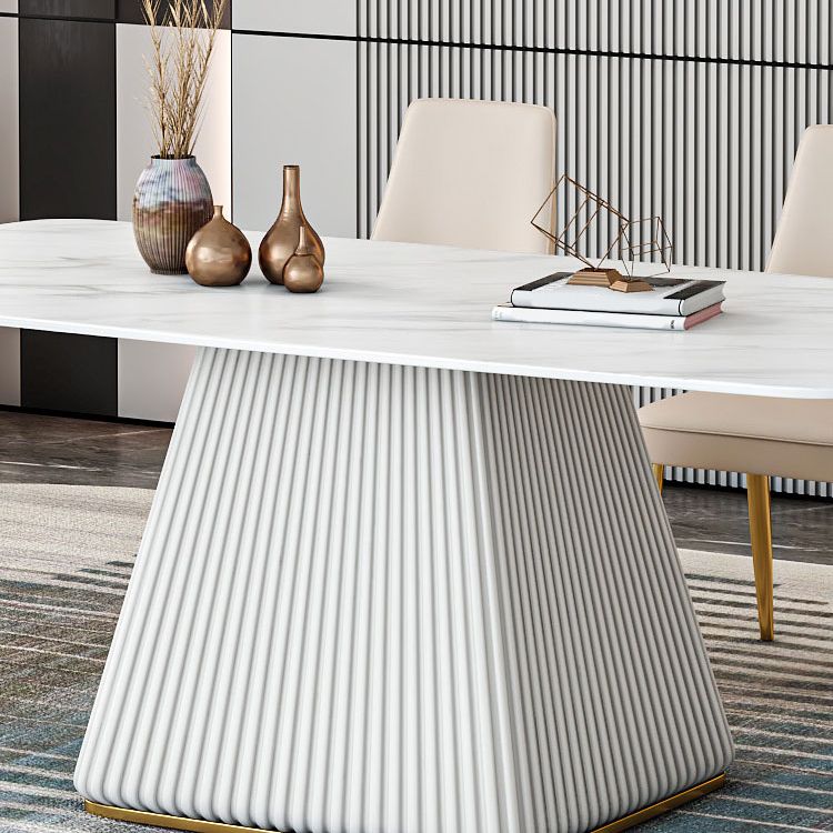 Mesa de comedor de piedra sinterizada Mesa de comedor tradicional de lujo con base de pedestal
