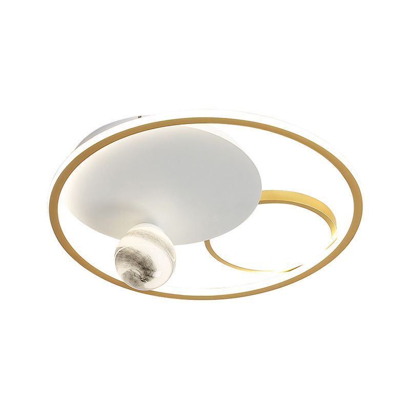 Gold Circular Ceiling Flush Simplicity LED Metallic Flush Mount Light Fixture for Bedroom