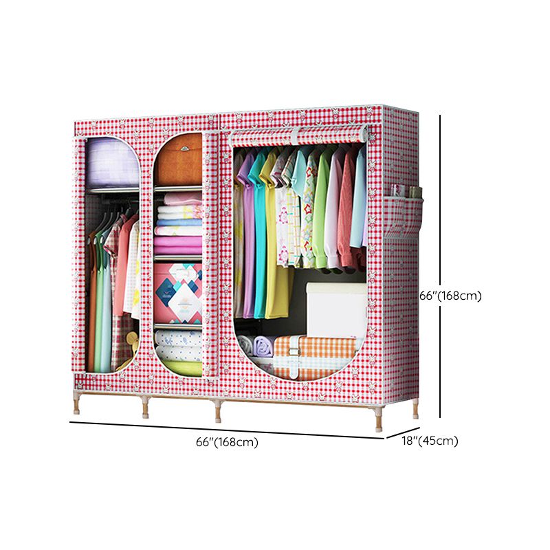 Contemporary Style Steel Wardrobe 3-door Wardrobe Closet with Legs