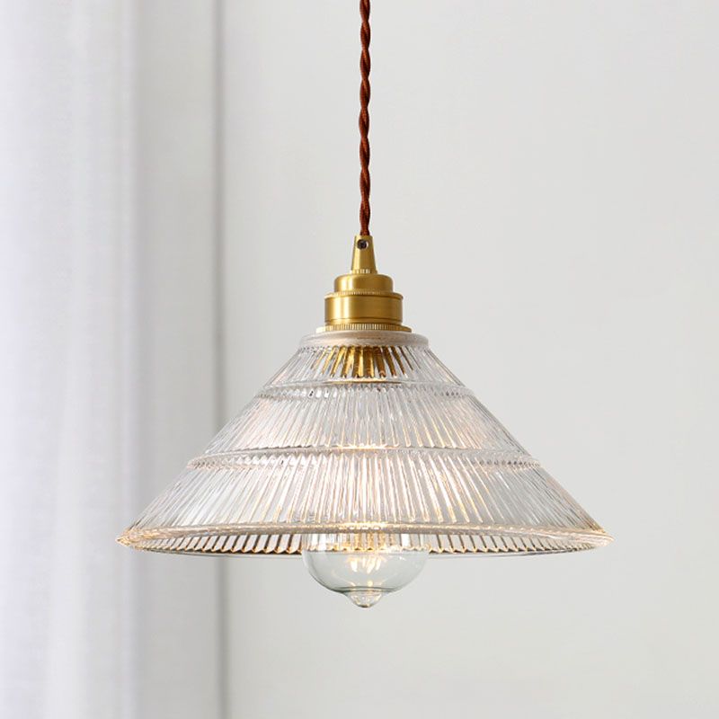 Prismatic Glass Vintage Hanging Pendant Light 1-Light Drop Pendant for Dining Room