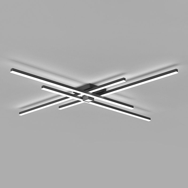 Linear Black Modern Flush Mount LED Aluminum Ceiling Mounted Light for Living Room