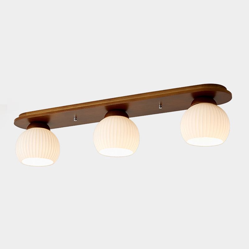 Drum Shape Glass Flush Ceiling Light Modern Multi Lights Flush Mount Light Fixture