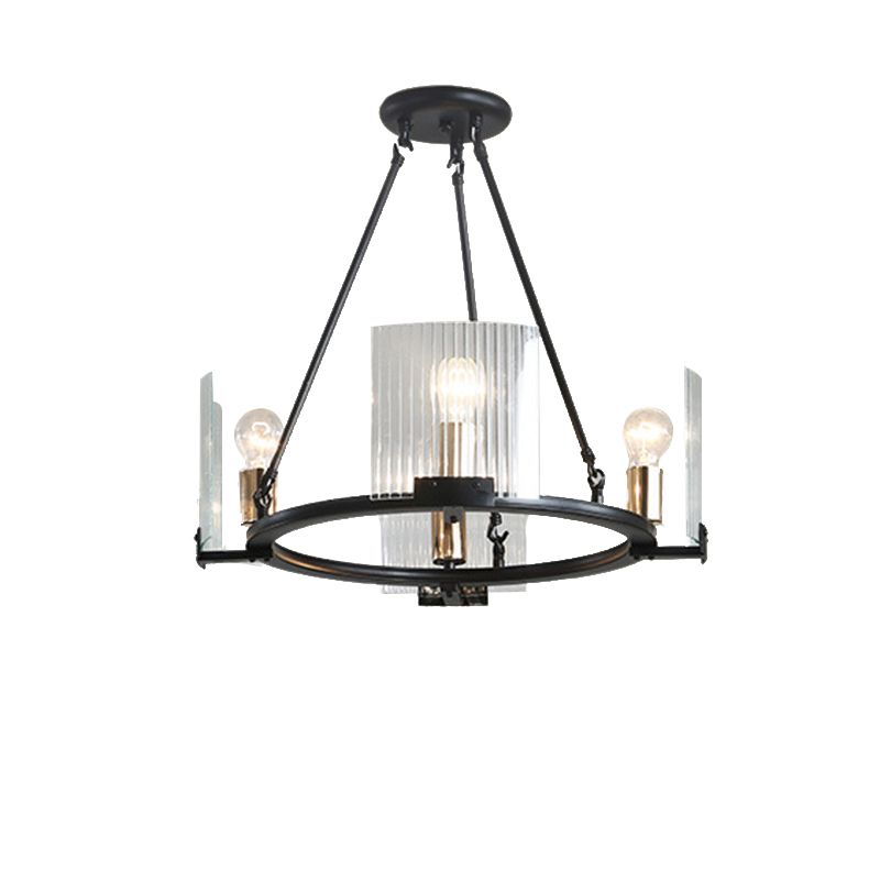 Wagon Wheel Living Room Ceiling Chandelier Traditional Metal 4/8/10 Lights Black Hanging Fixture