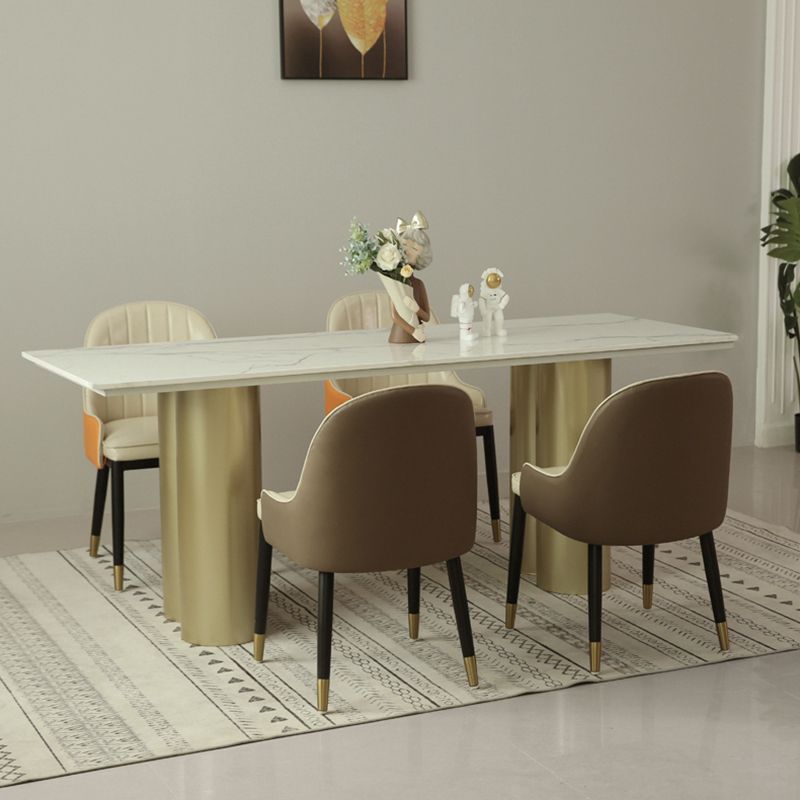 Metal Traditional Luxury Rectangle Indoor Table Sintered Stone Table for Home