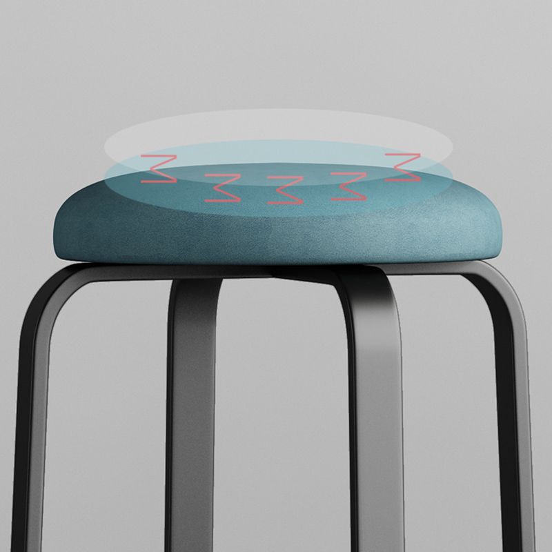 Fabric Round Water Resistant Ottoman Modern Solid Color Metal Frame Ottoman