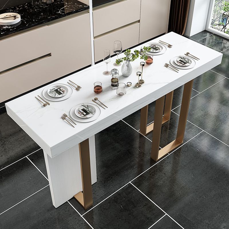 Contemporary Style Rectangle Pub Set 1/5 Pieces Faux Marble Pub Dining Set