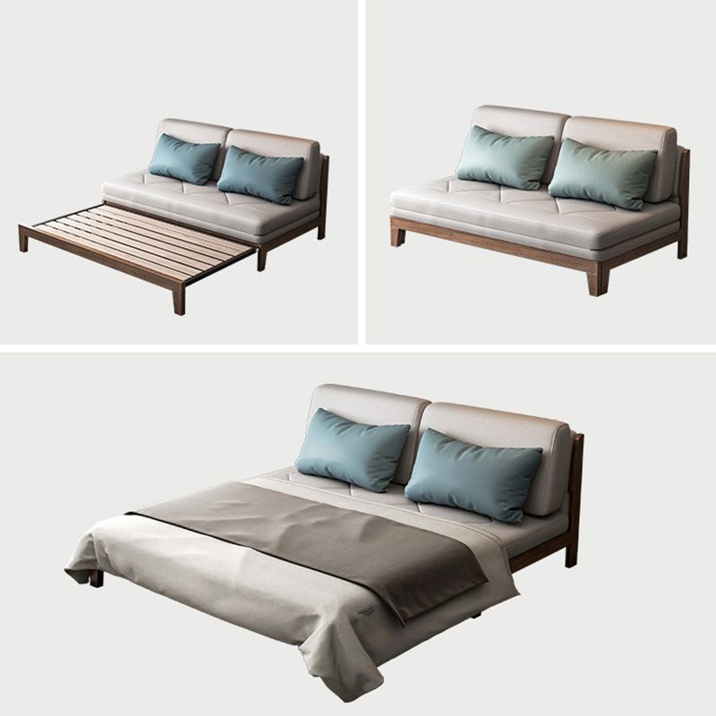 Contemporary Convertible Armless Faux Leather Stain Resistant Bed Settee