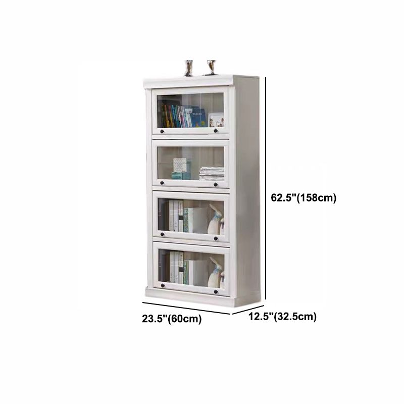 Modern Style Bookcase Solid Wood Rectangular Shelf with Doors