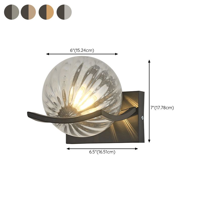 Modernism Wall Sconce Spherical Glass Wall Light Fixture in Black for Bedroom