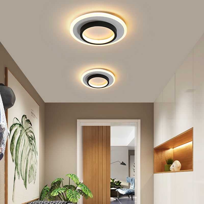 Modern Geometric Ceiling Lamp Aluminium 1 Light Flush Mount with Hole 2.5-4'' Dia