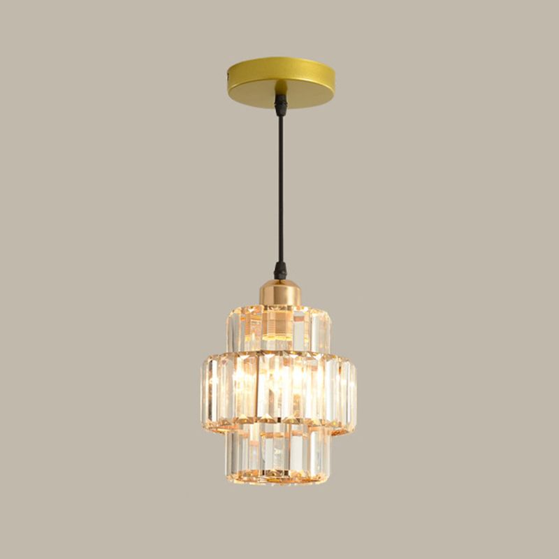Moderne Stilzylindrische Form hängende hängende helle Kristall 1 hängende Lampe für Schlafzimmer