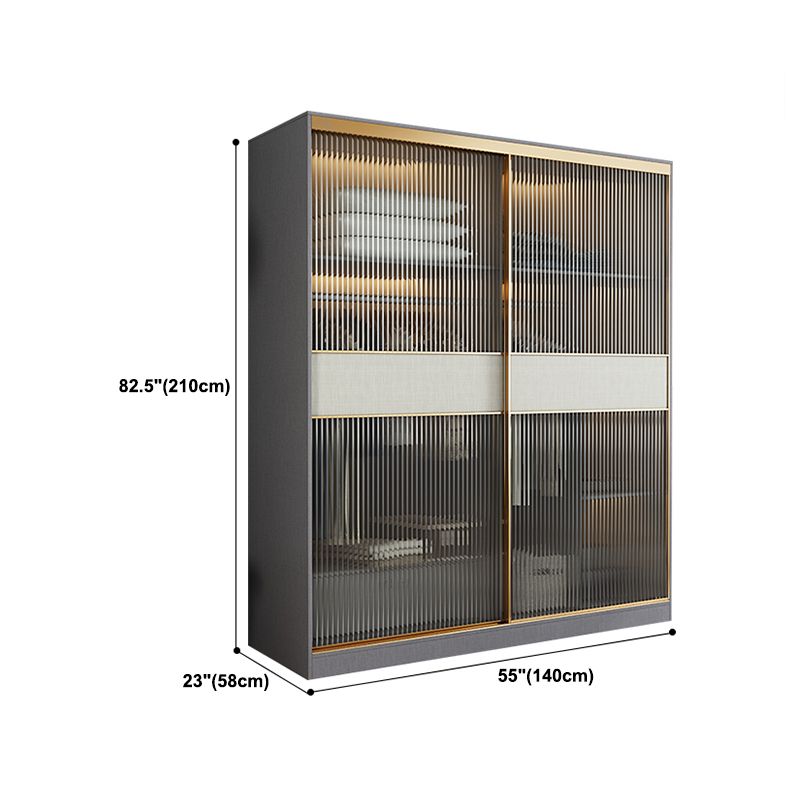 Modern Wardrobe for Home Mirrored Finish Cabinet with Glass Door