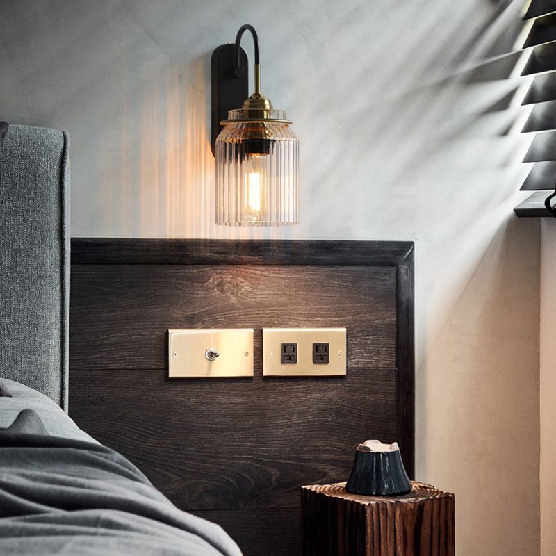 Modern 1-Light Wall Lamp Glass Wall Sconce Lighting for Bedroom