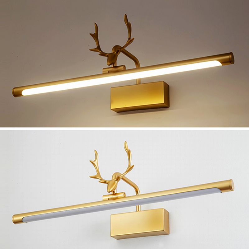 Modern Minimalist Style Straight Wall Mounted Lighting Aluminum Vanity Wall Sconce with Antlers