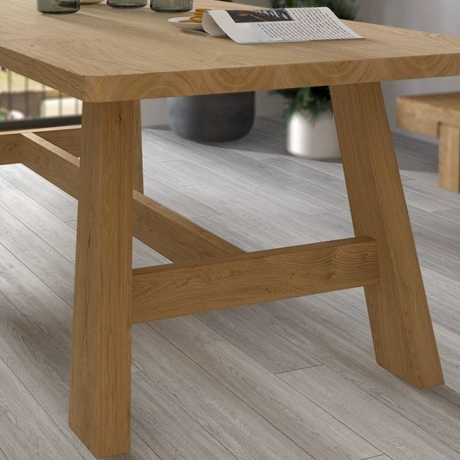Solid Wood Dining Table Rectangle Dining Table with Trestle Base